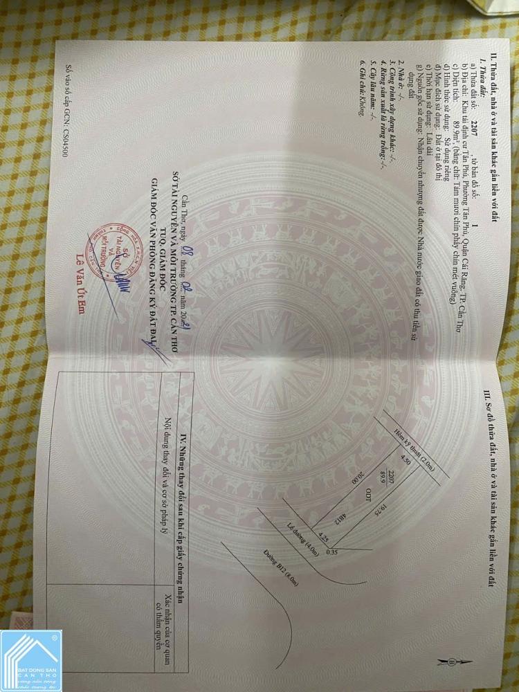 Cặp nền đường B12 & B13  KDC Tân Phú , Phường Hưng Phú, TP. Cần Thơ