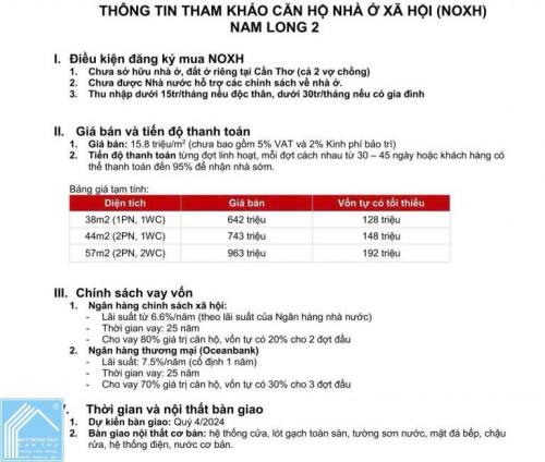 Bán Căn Hộ Kdc Nam Long gđ2 Hưng Thạnh, Cái Răng, Cần Thơ