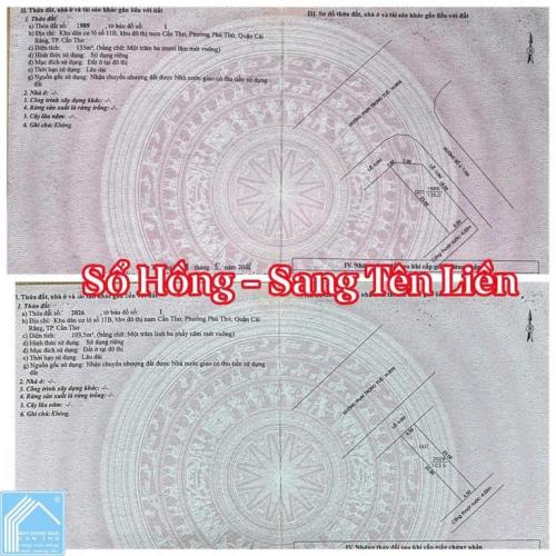 BÁN CẶP NỀN GÓC ĐƯỜNG PHAN TRỌNG TUỆ - KHU DÂN CƯ DIỆU HIỀN - P. HƯNG PHÚ - TP. CẦN THƠ