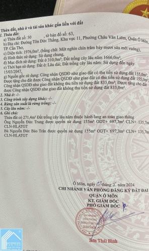 Bán đất mặt tiền đường Tôn Đức Thắng, sát trung tâm Ô Môn