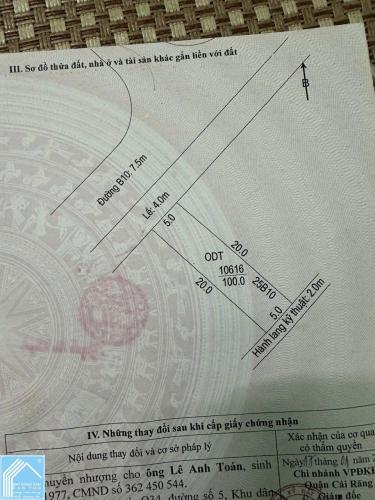 Bán nền 100m² đường B10 KDC Phú An, phường Hưng Phú, TP. Cần Thơ - đoạn đầu gần B1  