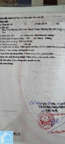 BÁN NỀN 100m2 B11 PHÚ AN-P,PHÚ THỨ-Q,CÁI RĂNG-TP CẦN THƠ