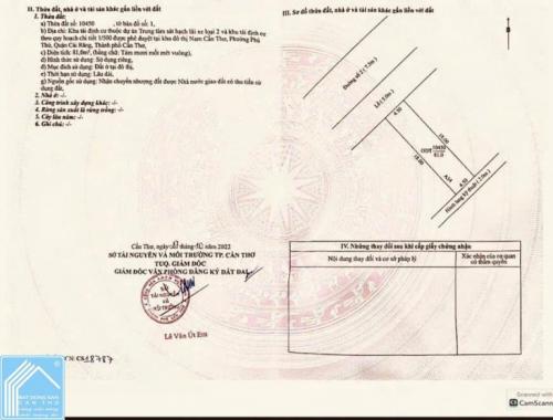 BÁN NỀN ĐẸP ( KẾ GÓC ) ĐƯỜNG SỐ 2 KDC CHIẾN THẮNG - P. HƯNG PHÚ - TP CẦN THƠ . 