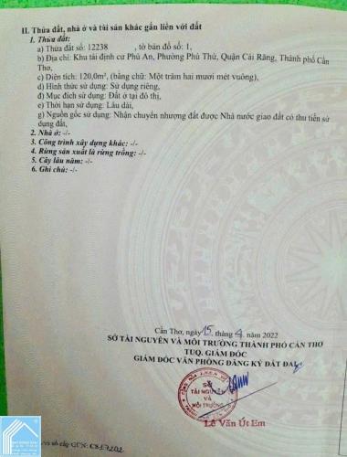 BÁN NỀN ĐƯỜNG A1 KDC PHÚ AN P HƯNG PHÚ TP CẦN THƠ