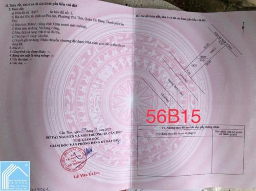 Bán nền đường B15 khu dân cư Phú An, Phường Hưng Phú, TP. Cần Thơ