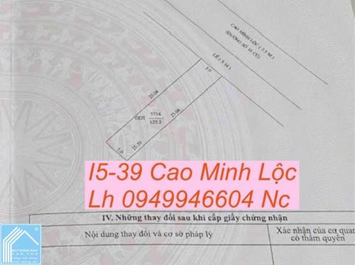 Nắm chủ. Giá 2,9 tỷ tl --NỀN 125M2 - ĐƯỜNG CAO MINH LỘC - KDC 586, P. HƯNG PHÚ. TP CẦN THƠ