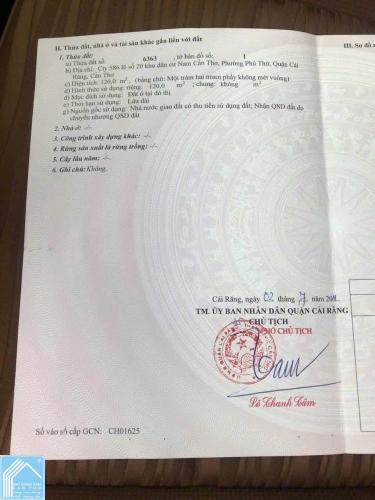 BÁN NỀN ĐƯỜNG LÊ VĂN TƯỞNG ( Đg. Số 47) KHU DÂN CƯ 586 - P. HƯNG PHÚ - TP. CẦN THƠ.