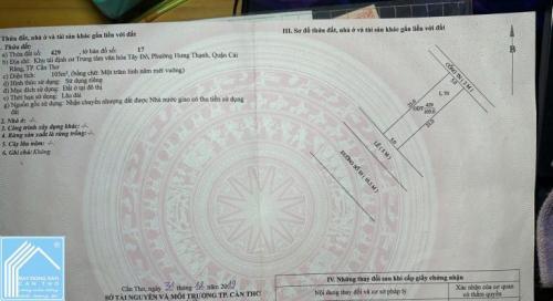 BÁN NỀN ĐƯỜNG SỐ 10 KHU VĂN HOÁ TÂY ĐÔ - P. CÁI RĂNG, CẦN THƠ. BÁN NỀN ĐƯỜNG SỐ 10 KHU VĂN HOÁ TÂY ĐÔ - P. CÁI RĂNG, CẦN THƠ.