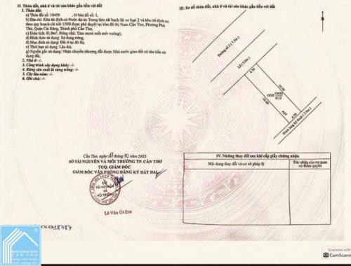 BÁN NỀN ĐƯỜNG SỐ 2 - KDC CHIẾN THẮNG - P. HƯNG PHÚ - TP CẦN THƠ