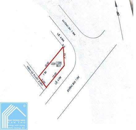 Bán nền góc đẹp 80.9m² đường B4 & B10 KDC Phú An, P. Phú Thứ, Cái Răng, Cần Thơ.