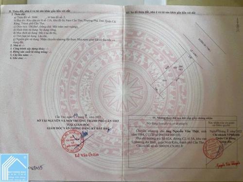 BÁN NỀN N5-9 ĐƯỜNG D8 KDC THIÊN LỘC P. PHÚ THỨ, Q. CÁI RĂNG, TP CẦN THƠ - GIÁ: 2,1 TỶ
