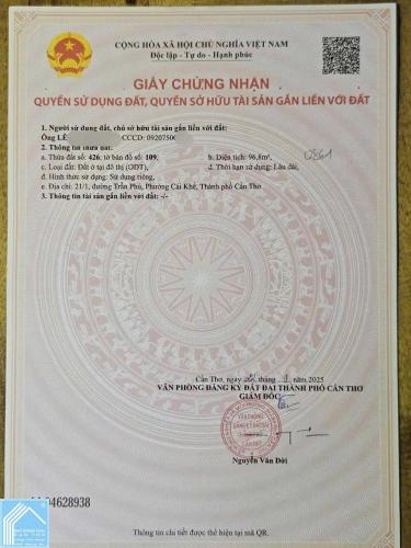 BÁN NỀN THỔ CƯ: NGANG 7m (nở hậu 10m) x DÀI 12m (Cách VINCOM HÙNG VƯƠNG 60m)