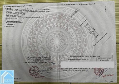 BÁN NỀN TRỤC CHÍNH A1 - KDC TÂN PHÚ, Q. CÁI RĂNG, TP CẦN THƠ. NỀN SỐ 63