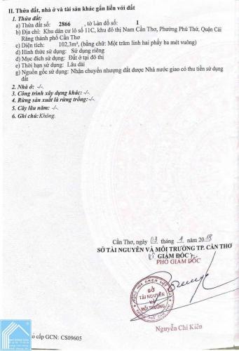BÁN NỀN VỊ TRÍ ĐẸP (5X20) ĐƯỜNG SỐ 3 KDC NÔNG THỔ SẢN (11C) CẦN THƠ- GIÁ 3.5 TỶ ( TL gặp ngay chủ )