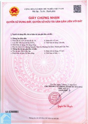 BÁN NHÀ 1T1L, DIỆN TÍCH LỚN - Đầu Hẻm 233 NVCừ (Hẻm gần trường ĐH Công Nghệ - Kỹ Thuật)