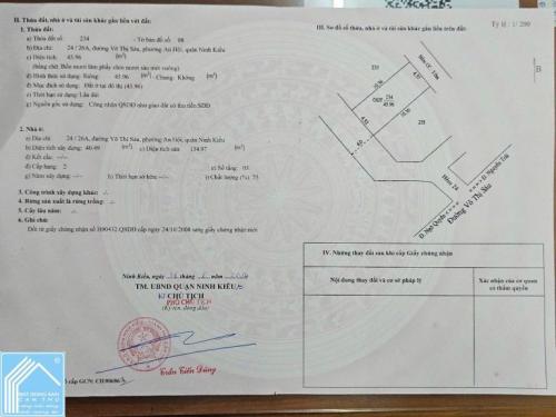 BÁN NHÀ 2LẦU, 2 MẶT TIỀN Hẻm (trước-sau), Hẻm 24 Võ Thị Sáu (gần Bến Ninh Kiều)