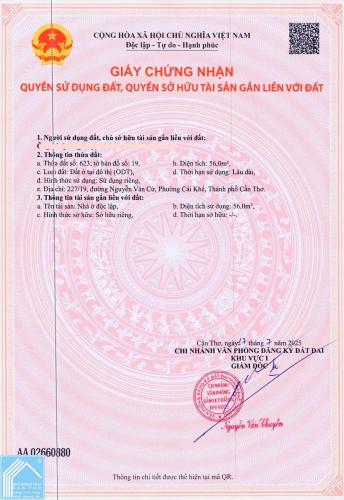 BÁN NHÀ LẦU - GÓC 2MT Hẻm - MỚI TUYỆT ĐẸP. Hẻm 233 NVCừ (gần Cao Đẳng Y Tế CT)