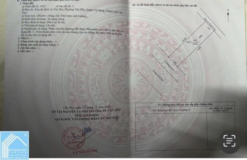 BÁN NHANH NỀN 26 ĐƯỜNG B2 KDC TÂN PHÚ - HƯNG PHÚ - CẦN THƠ