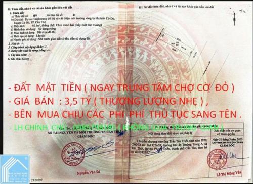 CẦN BÁN ĐẤT MẶT TIỀN NGAY TRUNG TÂM CỜ ĐỎ