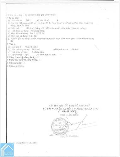   Căn nhà trệt 2 lầu góc 2 đường lớn thuộc KDC Nông Thổ Sản, Hưng Phú, Cần Thơ. 