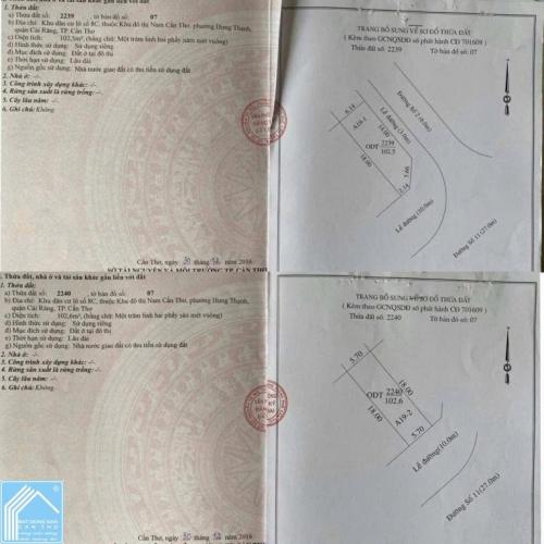 CẶP NỀN GÓC 2 MẶT TIỀN - ĐƯỜNG LÊ TRỌNG TẤN ( Lộ giới 47m) - KHU DÂN CƯ NAM LONG CẦN THƠ