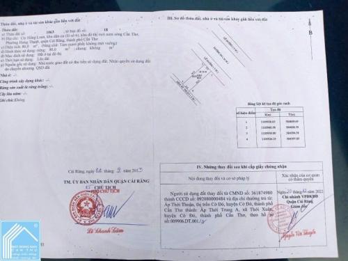 CG BÁN NỀN 44 ĐƯỜNG D4 KDC HỒNG LOAN P. CÁI RĂNG (P. HƯNG THẠNH, Q. CÁI RĂNG CŨ), TP CẦN THƠ 