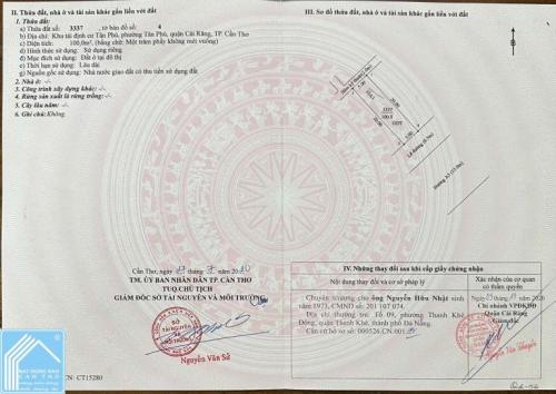 CG. BÁN NỀN ĐẸP, CẠNH BÊN TRƯỜNG CẤP 2- KDC TÂN PHÚ- 100m2, HƯỚNG ĐÔNG NAM- LỘ 28m- 2.1 TỶ