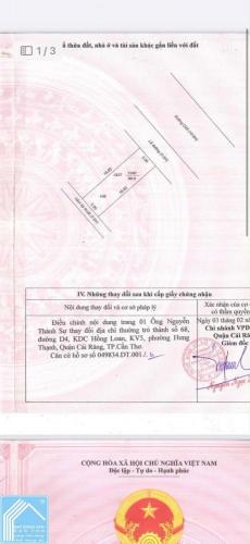 CG : BÁN NỀN ĐƯỜNG D26 KDC HỒNG LOAN P. CÁI RĂNG (P. HƯNG THẠNH, Q. CÁI RĂNG CŨ), TP CẦN THƠ