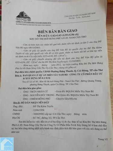 Chính Chủ Bán Nhanh 2 Lô Đất Nền G42 - G43 Đường Số 17  KĐT Mới Hưng Phú, Cái Răng, Cần Thơ