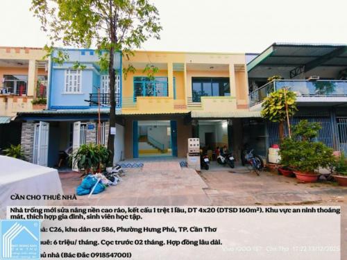 Cho thuê nhà KDC 586. Cần Thơ 