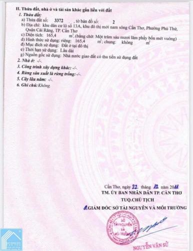 Chuyển nhượng nền gốc 2 mặt tiền KDC Thiên Lộc, Phường Hưng Phú, TP. Cần Thơ. 