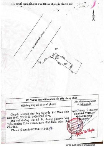 CÒN DUY NHẤT Nền mặt tiền Đường Chí Sinh – Lộ Giới 20m– Phường Tân Phú- Quận Cái Răng – TPCT