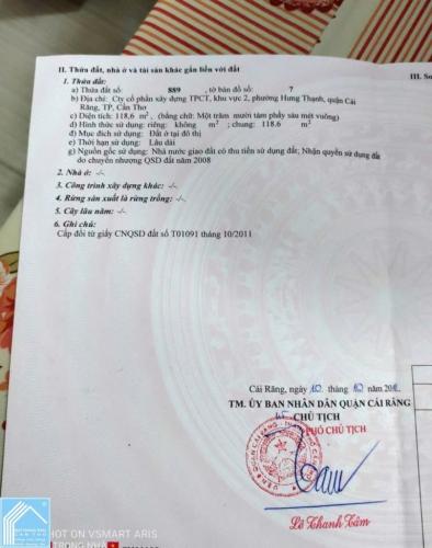 ĐẤT NỀN CHÍNH CHỦ - KDC XÂY DỰNG CẦN THƠ - Q. CÁI RĂNG - TP. CẦN THƠ