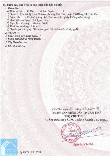 GIẢM GIÁ BÁN NHANH CÒN 1.95 tỷ NỀN 72m2 ĐẸP KO VƯỚNG SỔ HỒNG ĐƯỜNG C1 KDC PHÚ AN