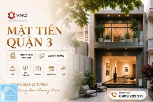 Mặt tiền Quận 3 – 1 trệt 1 tầng – Diện tích 8m x 30m | VNO 139A Pasteur 