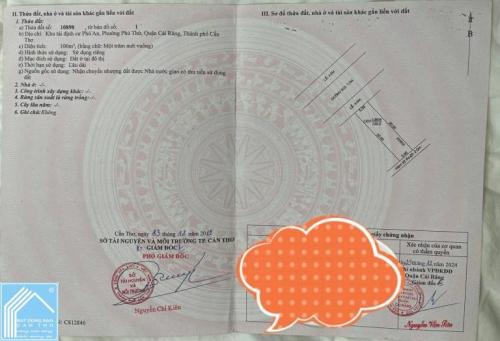 Nắm chủ BÁN NỀN 105 ĐƯỜNG B10 KDC PHÚ AN. P. HƯNG PHÚ (P. PHÚ THỨ, Q. CÁI RĂNG CŨ), TP CẦN THƠ