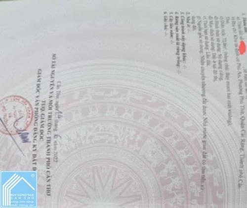 Nắm chủ. BÁN NỀN 72m2 SỔ HỒNG ĐƯỜNG C1 KDC PHÚ AN, CÁI RĂNG, CẦN THƠ