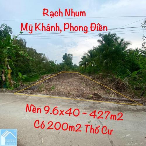 Nền Đẹp 427m2 Mỹ Khánh, Phong Điền DT: 9.6*40(45) = 427m2 [200m2 Thổ Cư] 