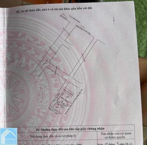 Nền thổ cư Hẻm 129 Lê Hồng Phong, Cần Thơ. Lộ giới 3m, hướng Tây Bắc, full thổ cư.