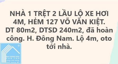 Nhà 1 trệt 2 lầu lộ 4m oto tới nhà, Hẻm 127 Võ Văn Kiệt, Cần Thơ
